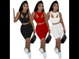 Black Solid Color Thread Pit Stitching Irregular Sports Shorts Set