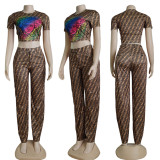 Summer Printed Short Sleeve Pants Set