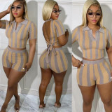 Casual Backless Pit Printed Summer Set