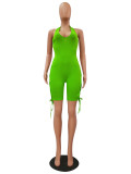 Solid Color Backless Hollow Sexy Romper
