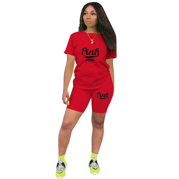 Casual Polyester Printed Sports Two Piece Short Outfits