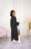 Solid Color Casual Loose Cardigan Double Sided Fleece Long Jacket
