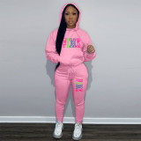 Women's Printing Casual Fashion Two-piece Hoodie Sweatshirt Set