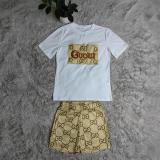Embroidered + Printed Short Sleeve Shorts Set