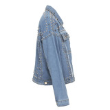 Washed Rivets Denim Cardigan Jacket