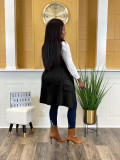 Winter Fall Tops Knitted Breasted Patch Pocket Cardigan Vest