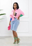 Letter Embroidered Shirt Top