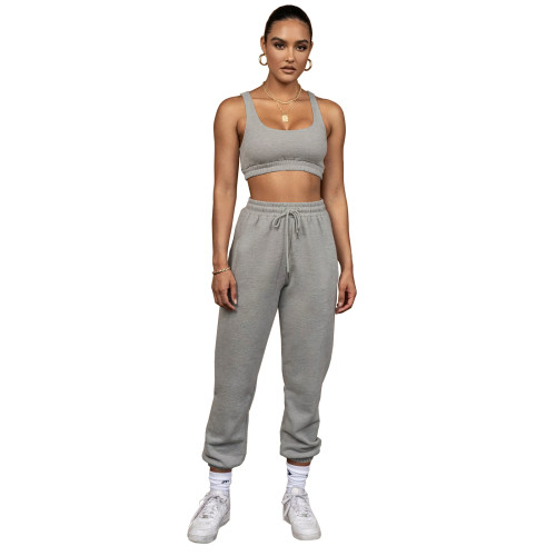 Solid Color Double-layer Sports Vest and Trousers
