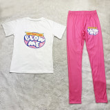 Fashion Casual Graphic Print Short Sleeve Trousers Two Piece Set