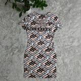 2023 Summer Printed Short Sleeve Bodycon Dresses