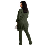 Women 3 Piece Sets Sexy Lingerie Lounge Wear Set Olive Green Pyjamas Female Nightwear Cardigan Sleepwear