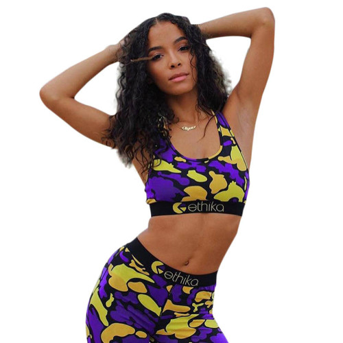 Casual Printed Vest Crop Top and Trousers