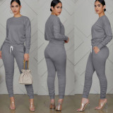 Winter Womens 2 Two Piece Sets Tracksuit Long Sleeve Top Pants Suits Matching Sets