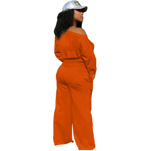Casual Bandage Knotted Blouse and Wide-leg Pants