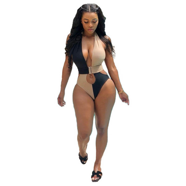 Sexy Backless Stitching Swimsuit