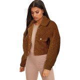 Fluffy Button Long Sleeve Jacket