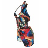 Sexy Colorful Printed Swimsuit Dress
