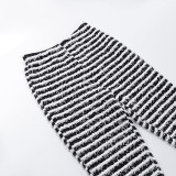 Spring Knitted Stripe Sexy Slim High Waist Pants