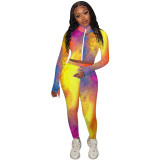 Casual Pattern Print Sweatpants Two-piece Outfits