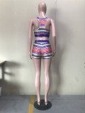 Casual Print Vest and Short
