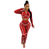 Spring Autumn Printed Sportswear Hoodie Two Piece Pant Set