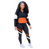Casual Stitching Sports Long Pant Set