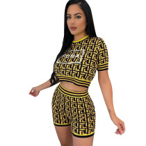 Casual Letter Embroidery Short Sleeve Short Sets