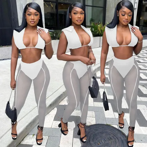 Always Overdressed White Mesh 2 PCS Set