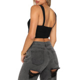 Fashion Pleated Cutout Camisole Top