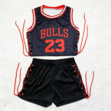 Two-Piece Double-sided Pattern Printed Sleeveless Bandage Shorts Set