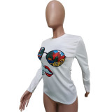 Casual Cartoon Printed T-shirt Top