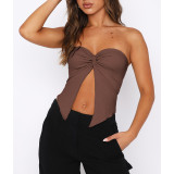 Solid Kink Bandeau Sexy Strapless Top