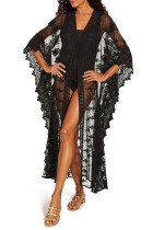 Mesh Embroidered Beachwear Cardigan