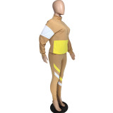 Casual Stitching Sports Long Pant Set