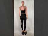 Solid Color Suspender Sports Two Piece Set