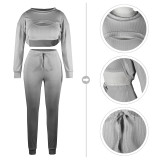 Sportswear 3 Piece Pants Sets Solid Ribbed Pit Track Jogging Sets