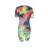 Casual Tie Dye Shorts Set