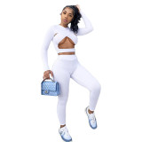 Sexy Cross Cutout Sports Two Piece Women Clothing Set with Hollow Out