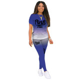 Casual Gradient Letter Sports Pant Set