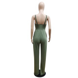 Women Solid Sling Pocket Straight Leg Jumpsuit