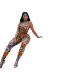 Summer Clothing Leopard Print Sleeveless Strap Jumpsuit