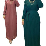 Chiffon Frill Trim Pleated Dresses
