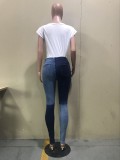 Contrast Stitching Denim Trousers
