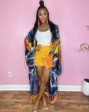 Autumn Long Sleeve Imitation Silk Printed Sun Protection Cape