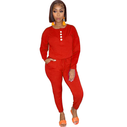 Casual Button Streetwear Jumpsuit