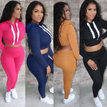 Ladies Leisure Sweatsuit Hooded Pit Sport Autumn Women Two Piece Pants Set