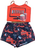 Sexy Graphic Print Straps Shorts Set