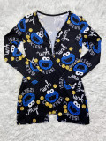 Casual Pattern Printed Loungewear Shorts Rompers