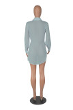 Solid Color Sexy See Through Single-breasted Lapel Slits Chiffon Shirt