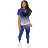 Casual Gradient Letter Sports Pant Set